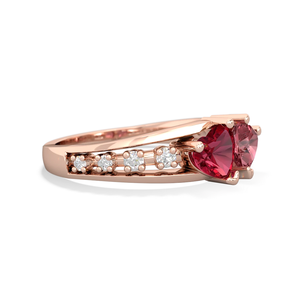 Lab Ruby Heart To Heart 14K Rose Gold ring R3342