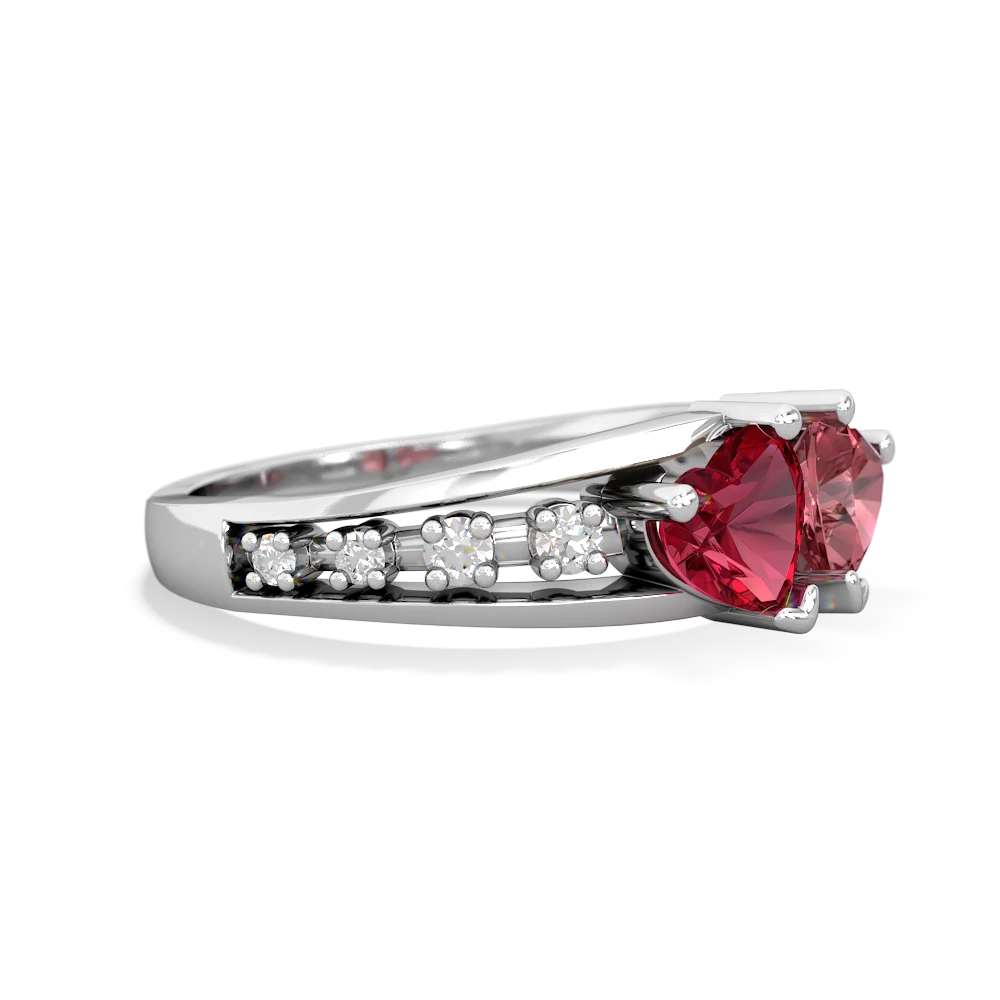 Lab Ruby Heart To Heart 14K White Gold ring R3342