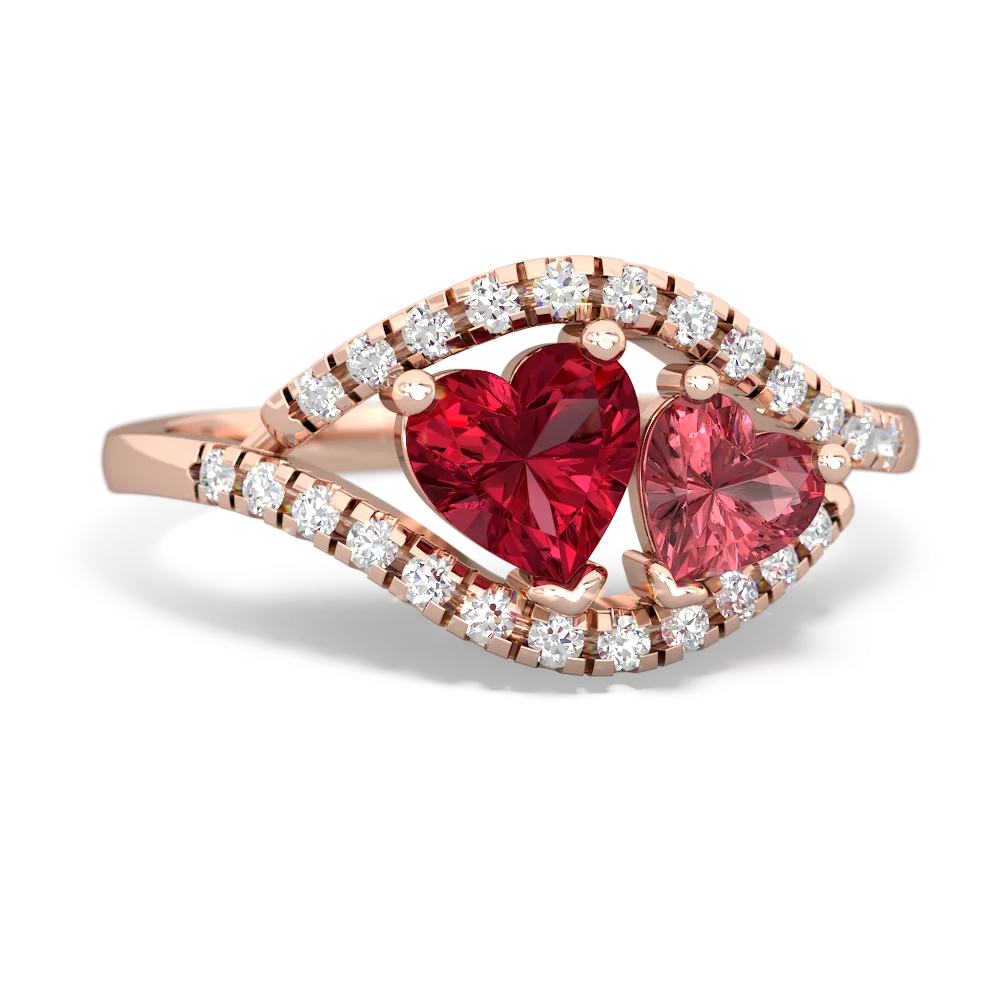 Lab Ruby Mother And Child 14K Rose Gold ring R3010