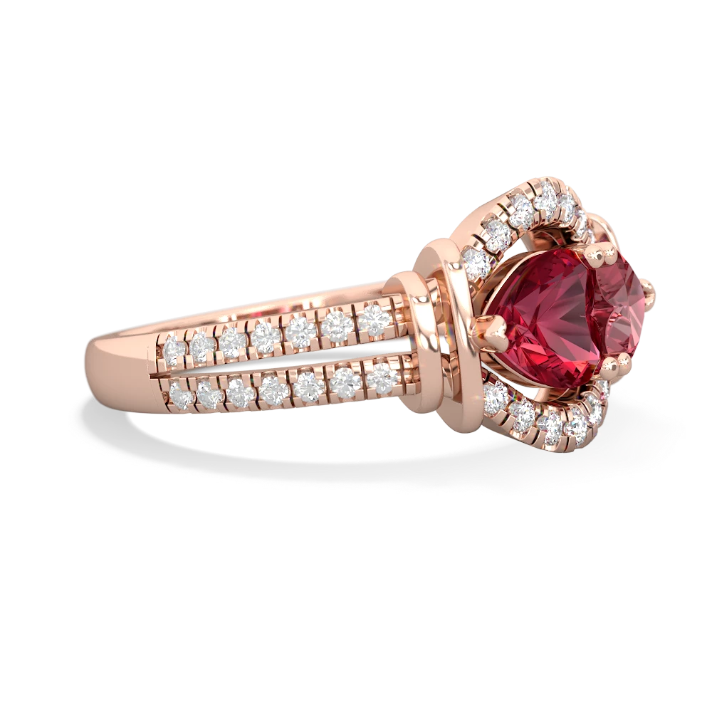 Lab Ruby Art-Deco Keepsake 14K Rose Gold ring R5630