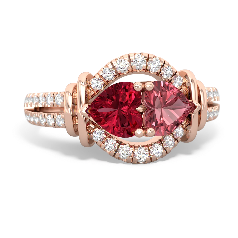 Lab Ruby Art-Deco Keepsake 14K Rose Gold ring R5630