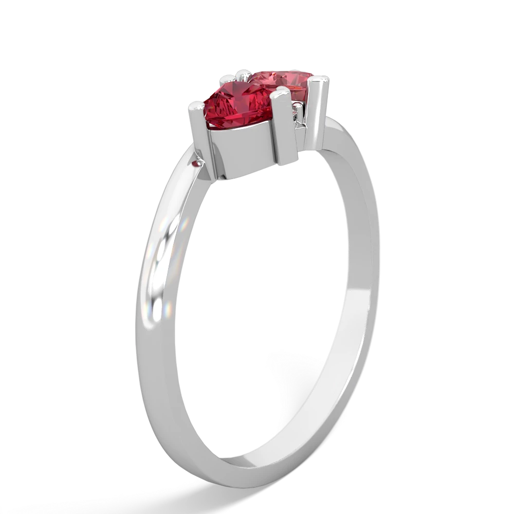 Lab Ruby Sweethearts 14K White Gold ring R5260