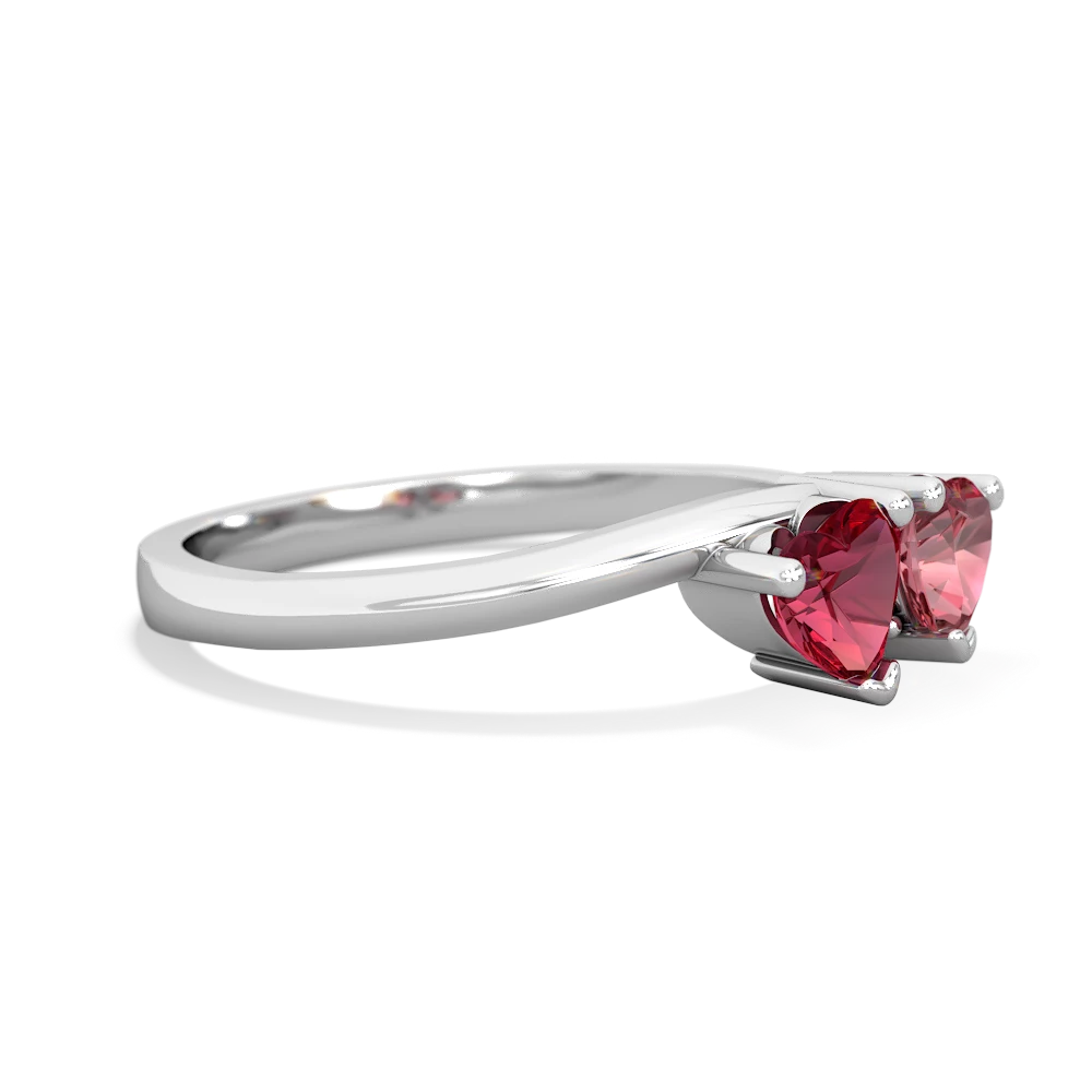 Lab Ruby Sweethearts 14K White Gold ring R5260