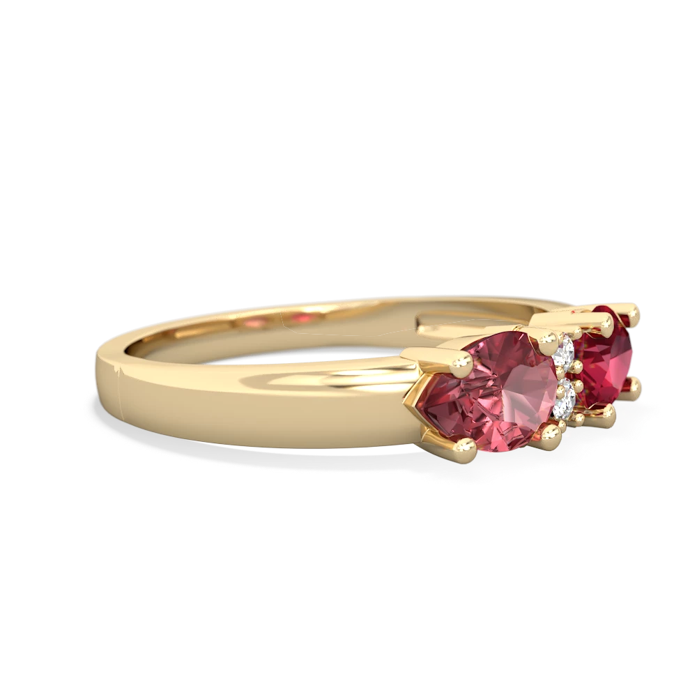 Lab Ruby Pear Bowtie 14K Yellow Gold ring R0865