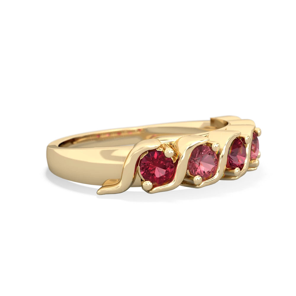 Lab Ruby Anniversary Band 14K Yellow Gold ring R2089