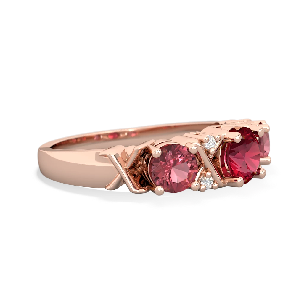 Lab Ruby Hugs And Kisses 14K Rose Gold ring R5016