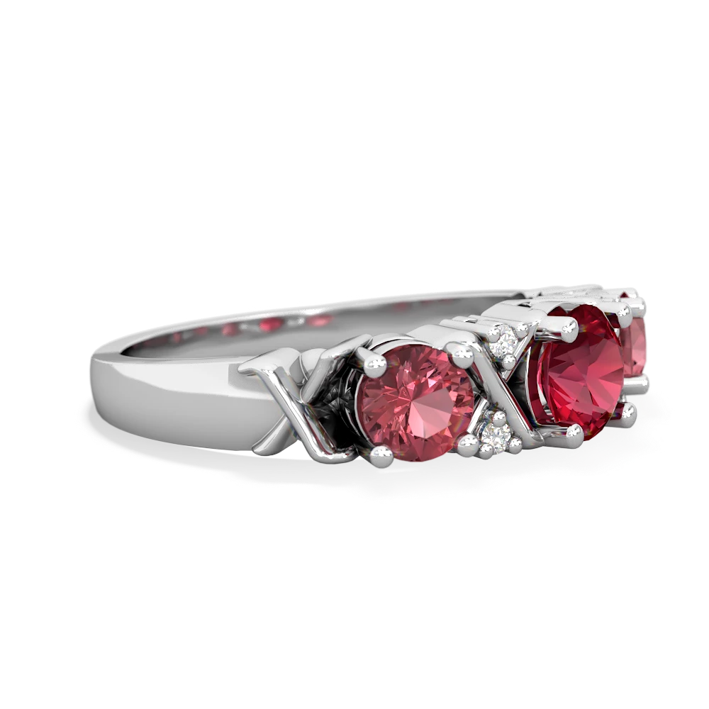 Lab Ruby Hugs And Kisses 14K White Gold ring R5016