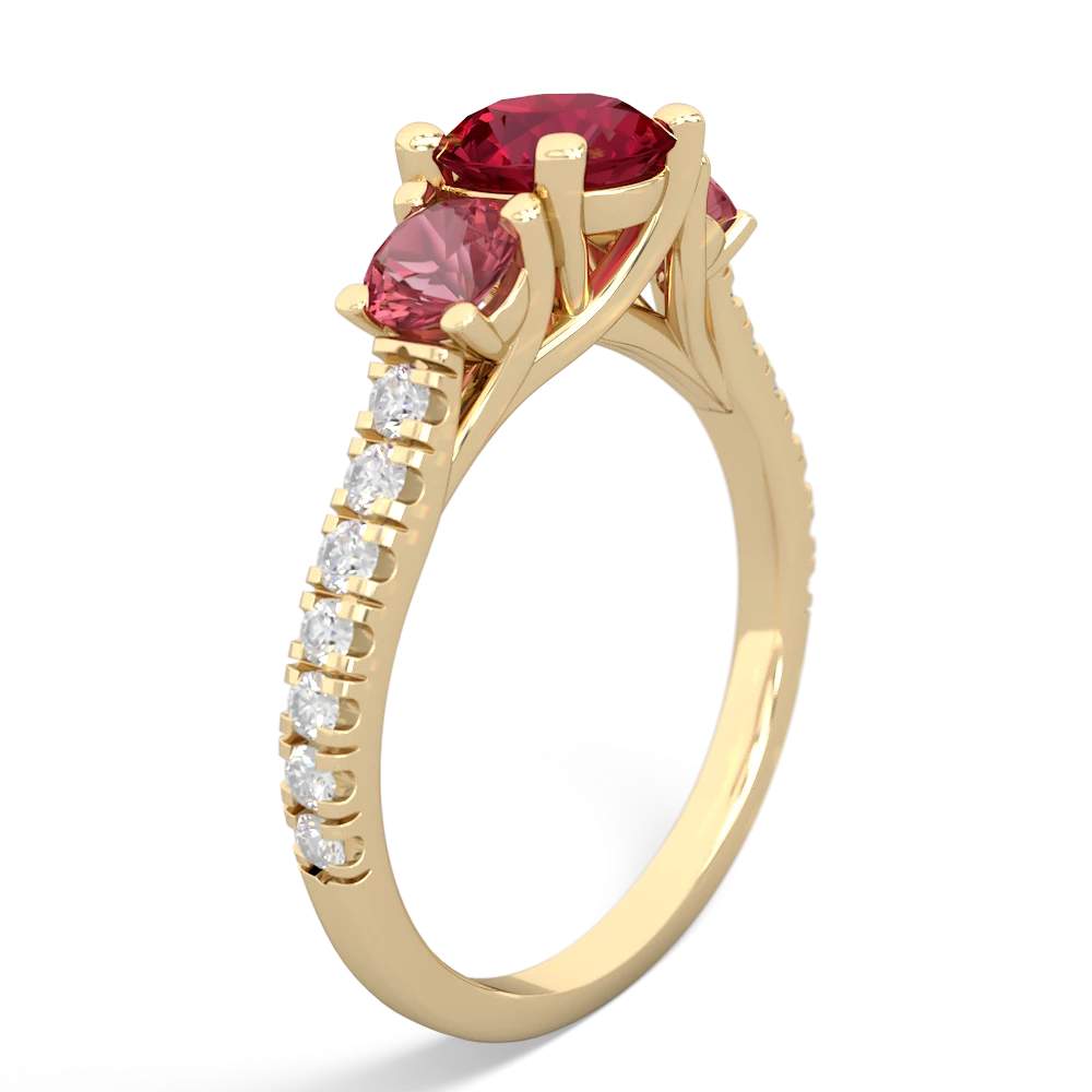 Lab Ruby Pave Trellis 14K Yellow Gold ring R5500