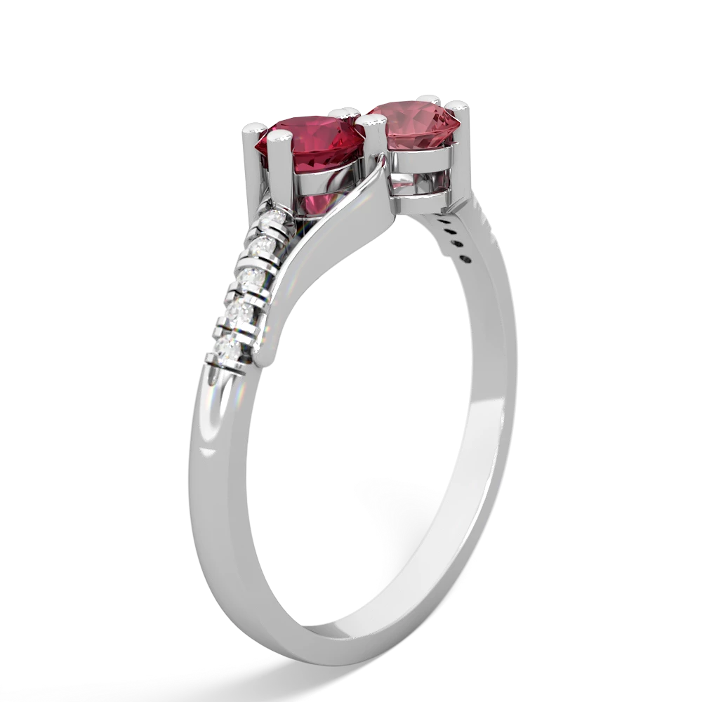 Lab Ruby Infinity Pave Two Stone 14K White Gold ring R5285