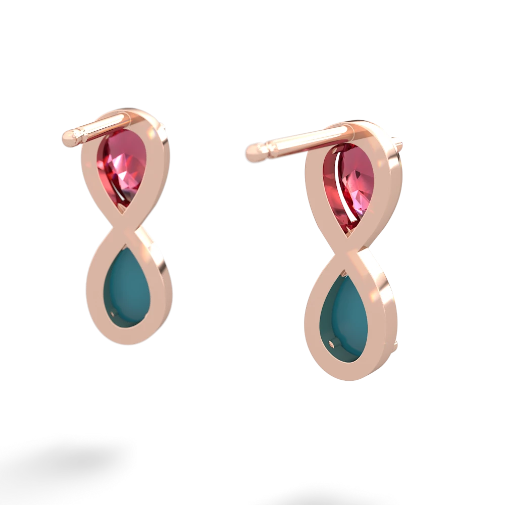 Lab Ruby Infinity 14K Rose Gold earrings E5050