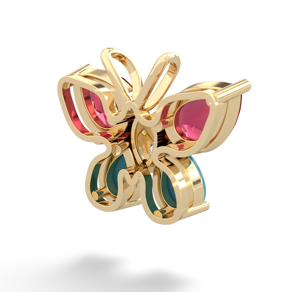 Lab Ruby Butterfly 14K Yellow Gold pendant P2215