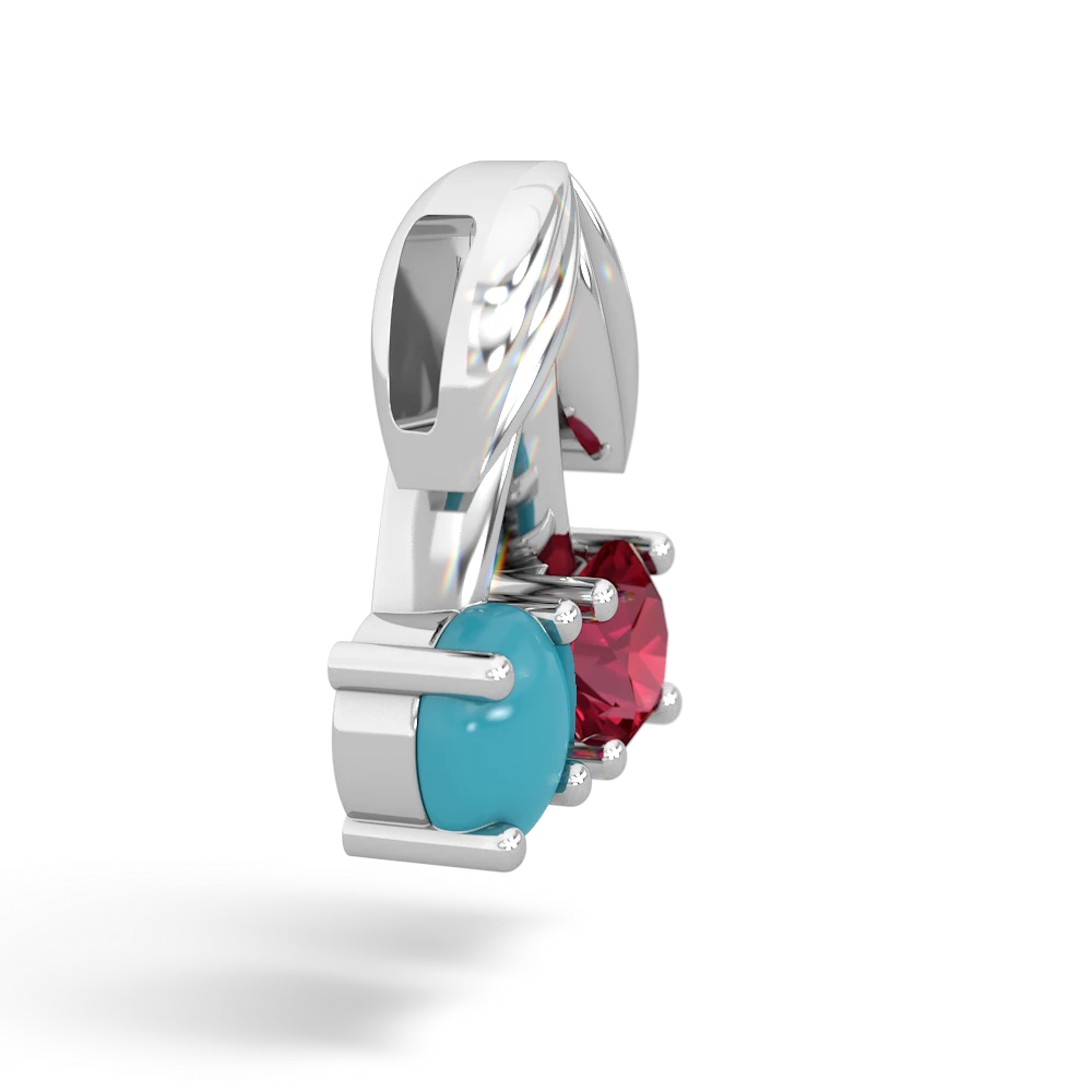 Lab Ruby Sweet Cherries 14K White Gold pendant P7001