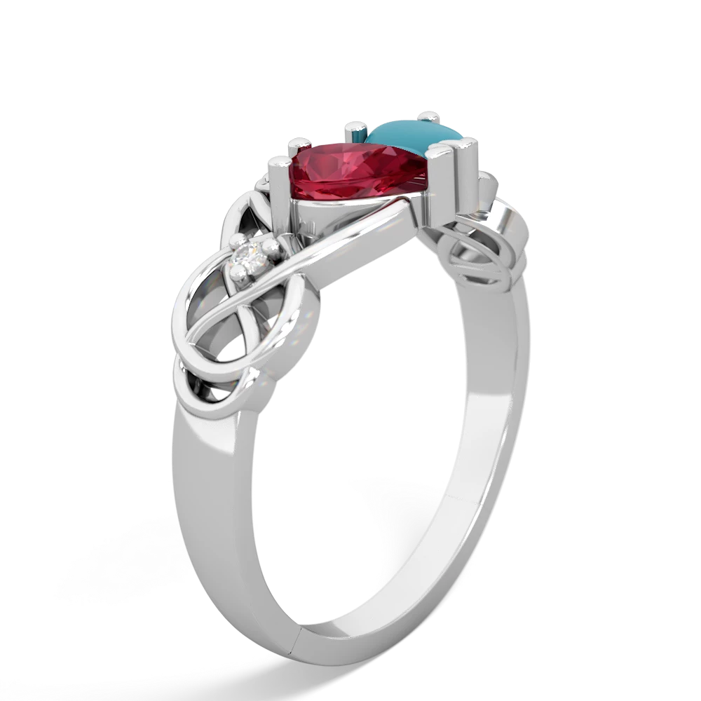 Lab Ruby 'One Heart' Celtic Knot Claddagh 14K White Gold ring R5322