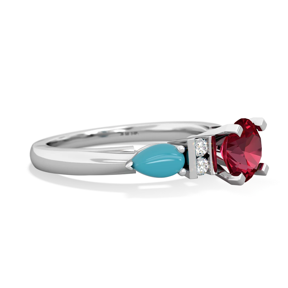 Lab Ruby 6Mm Round Eternal Embrace Engagement 14K White Gold ring R2005