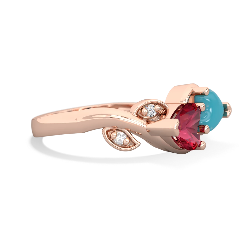 Lab Ruby Floral Elegance 14K Rose Gold ring R5790