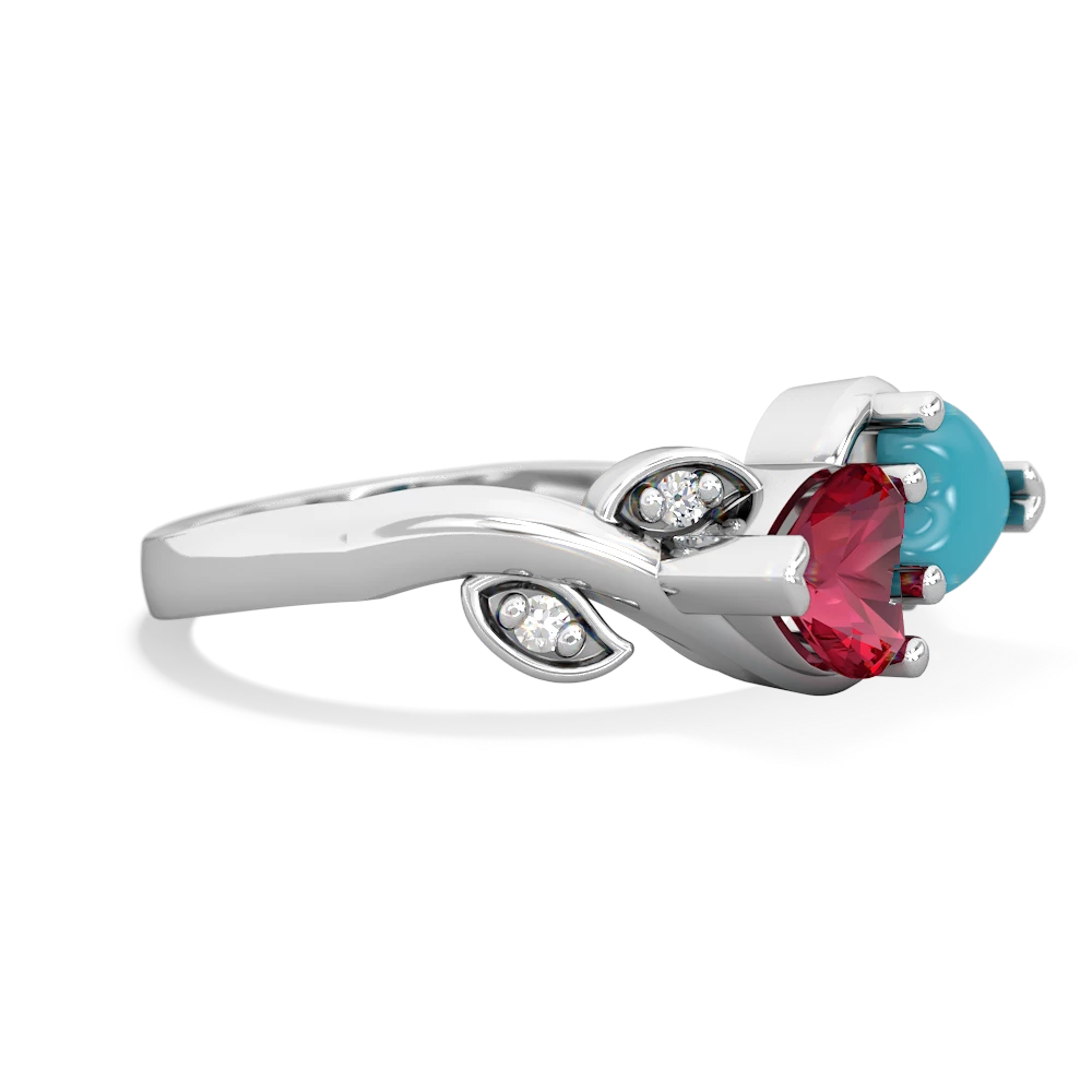 Lab Ruby Floral Elegance 14K White Gold ring R5790