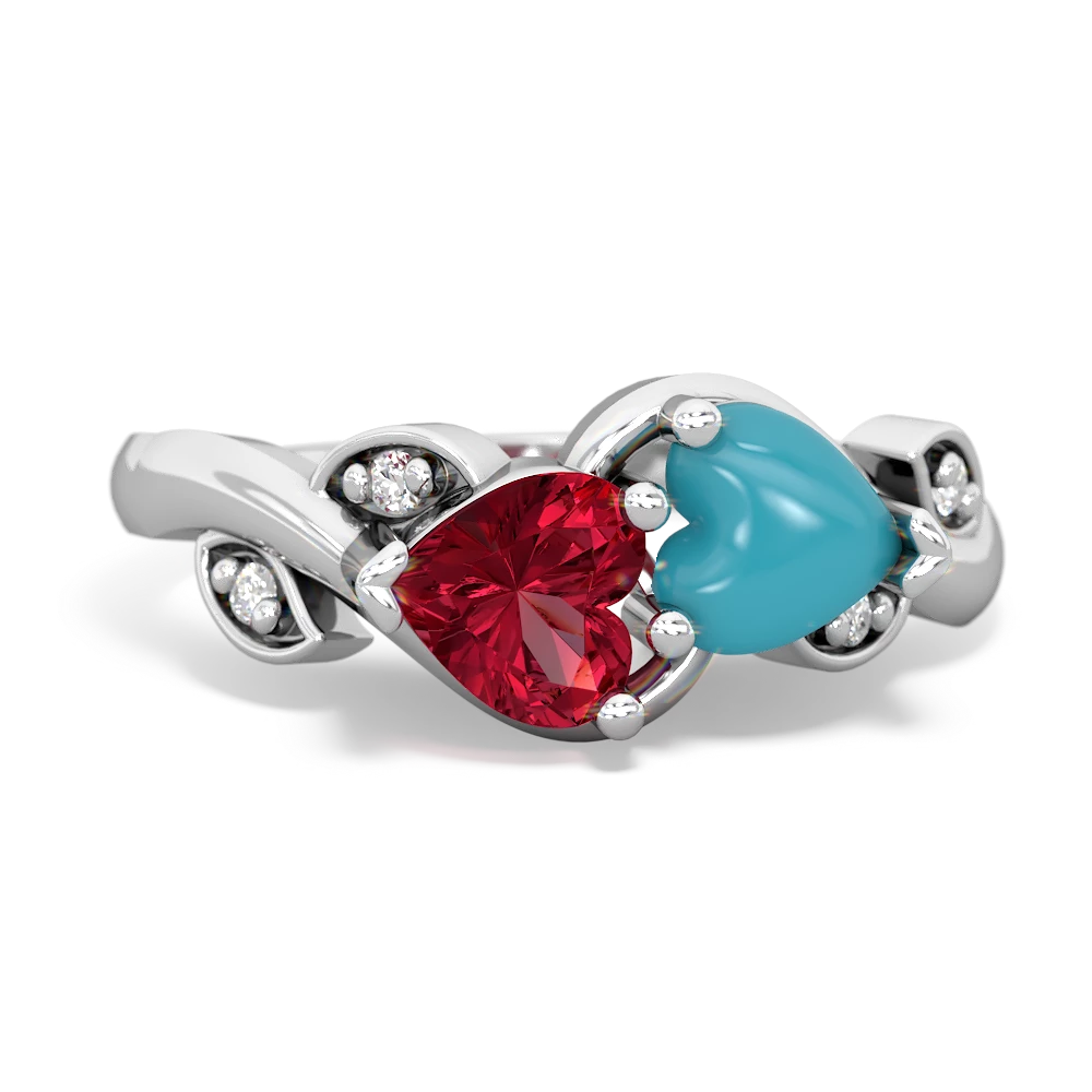 Lab Ruby Floral Elegance 14K White Gold ring R5790