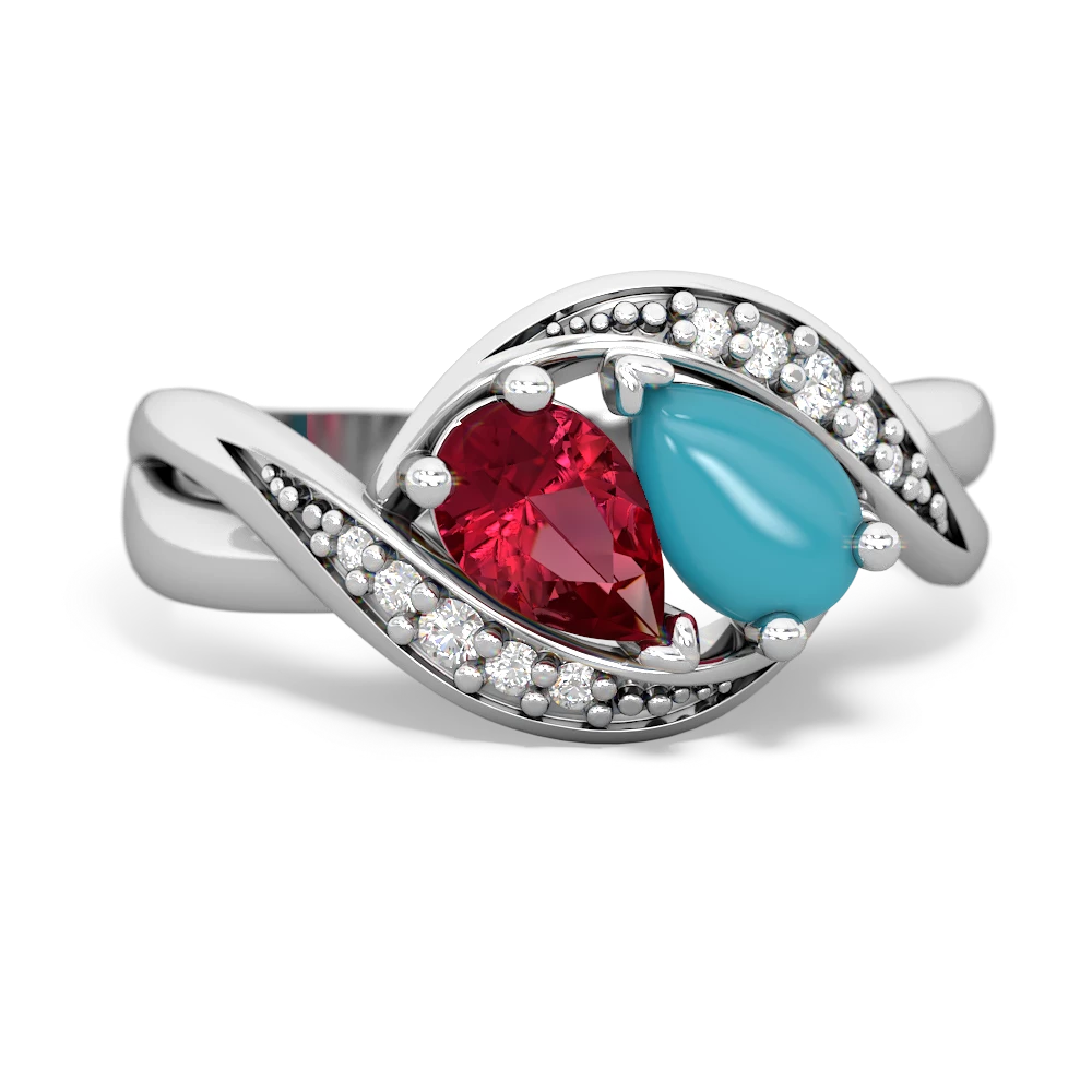 Lab Ruby Summer Winds 14K White Gold ring R5342