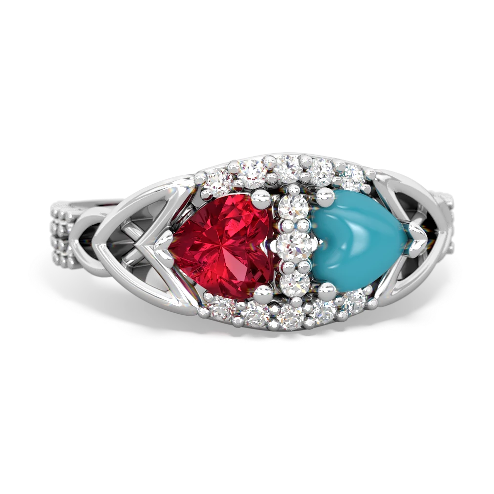 Lab Ruby Sparkling Celtic Knot 14K White Gold ring R2645