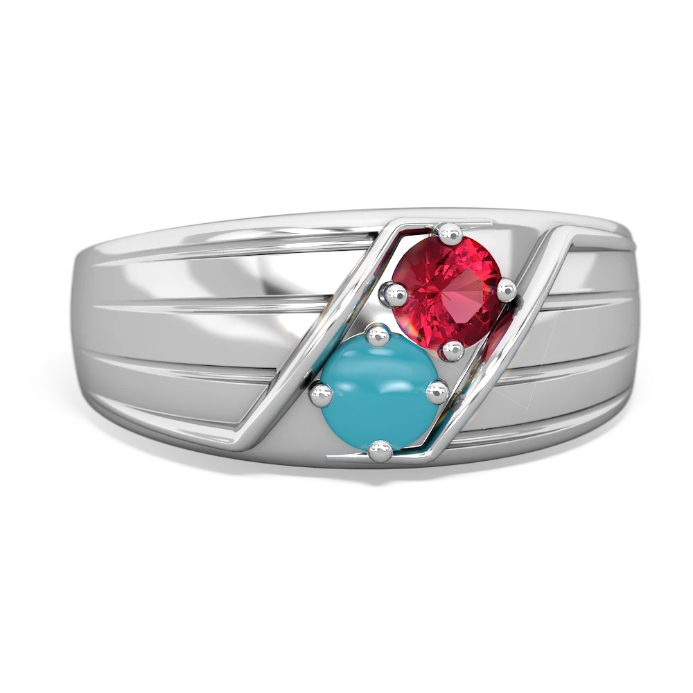 Lab Ruby Men's Streamline 14K White Gold ring R0460