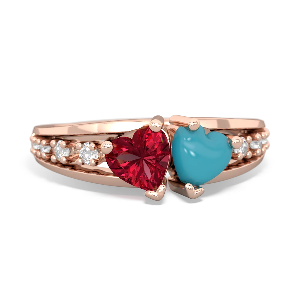 Lab Ruby Heart To Heart 14K Rose Gold ring R3342