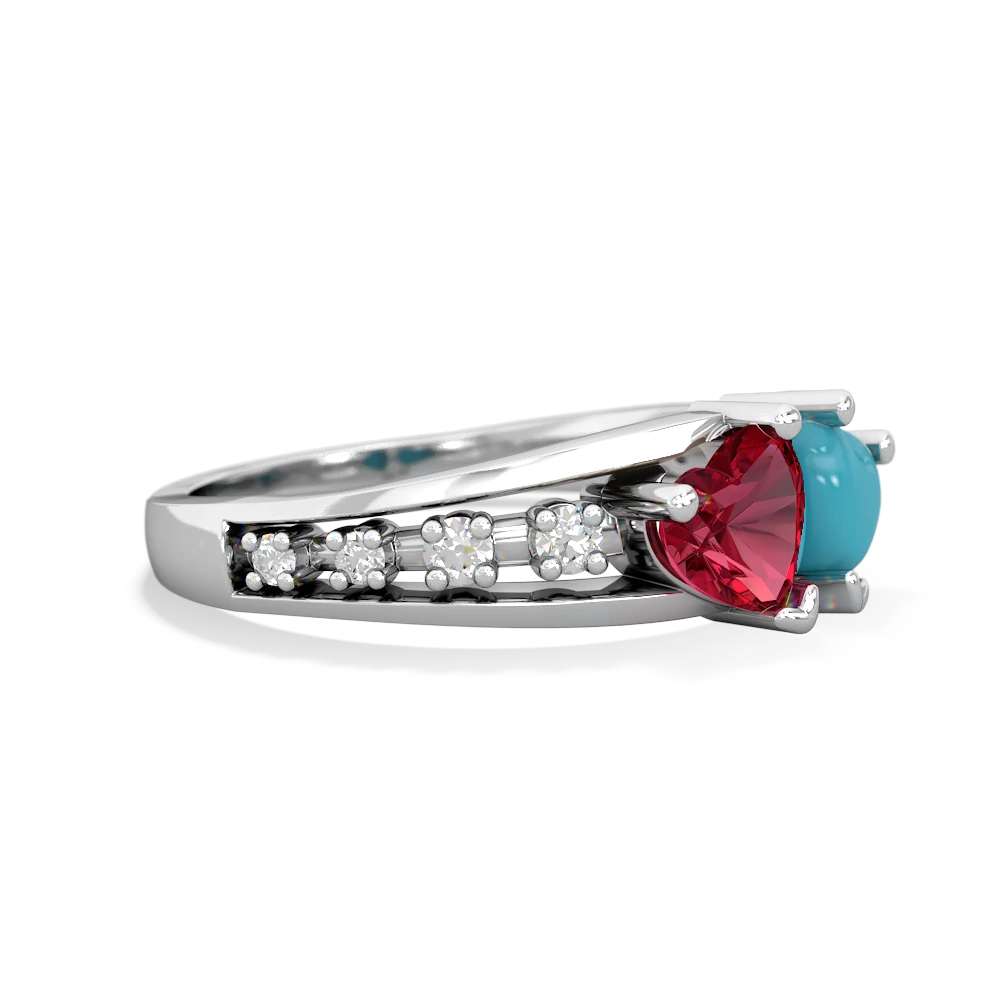 Lab Ruby Heart To Heart 14K White Gold ring R3342