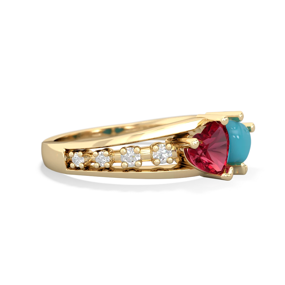 Lab Ruby Heart To Heart 14K Yellow Gold ring R3342