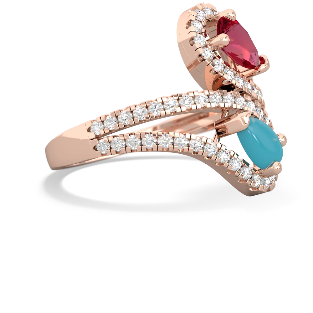 Lab Ruby Diamond Dazzler 14K Rose Gold ring R3000