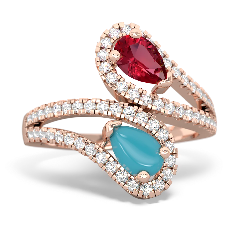 Lab Ruby Diamond Dazzler 14K Rose Gold ring R3000