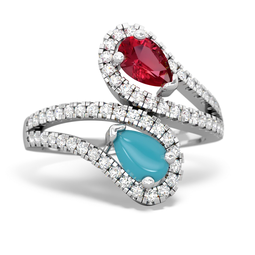 Lab Ruby Diamond Dazzler 14K White Gold ring R3000