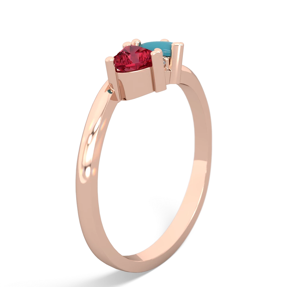 Lab Ruby Sweethearts 14K Rose Gold ring R5260