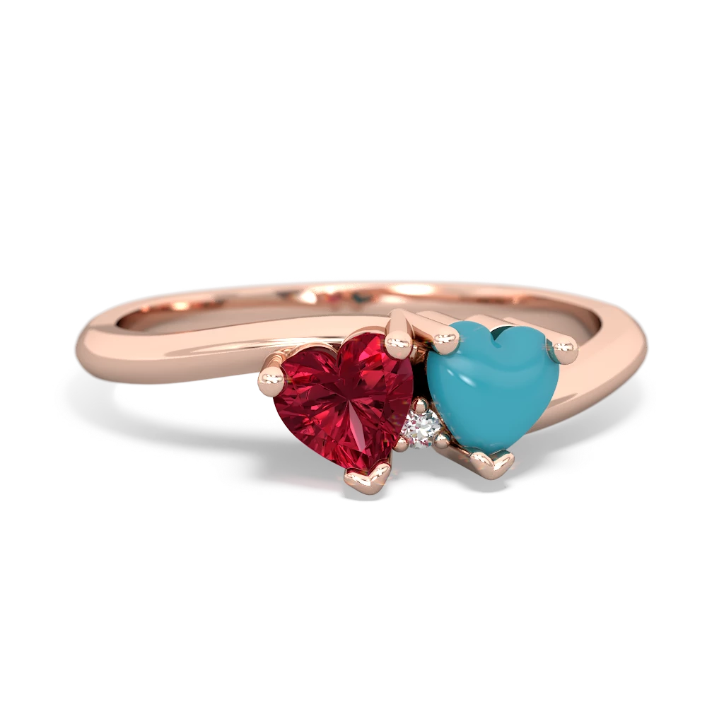 Lab Ruby Sweethearts 14K Rose Gold ring R5260