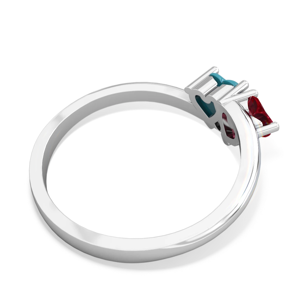 Lab Ruby Sweethearts 14K White Gold ring R5260