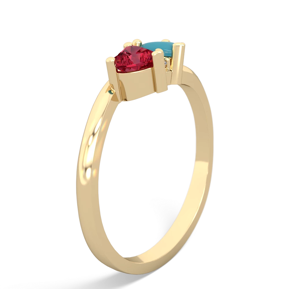 Lab Ruby Sweethearts 14K Yellow Gold ring R5260