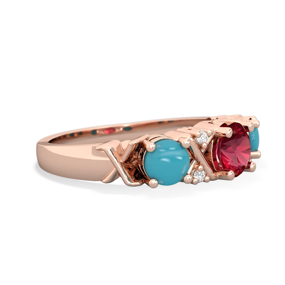 Lab Ruby Hugs And Kisses 14K Rose Gold ring R5016