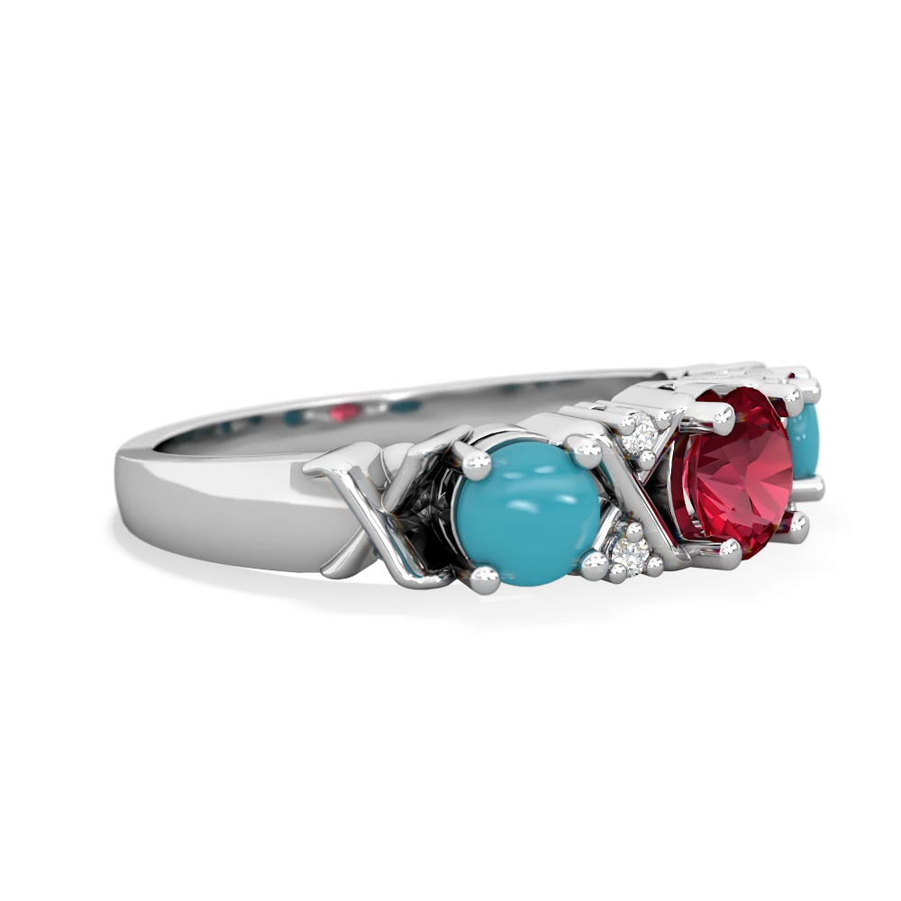 Lab Ruby Hugs And Kisses 14K White Gold ring R5016