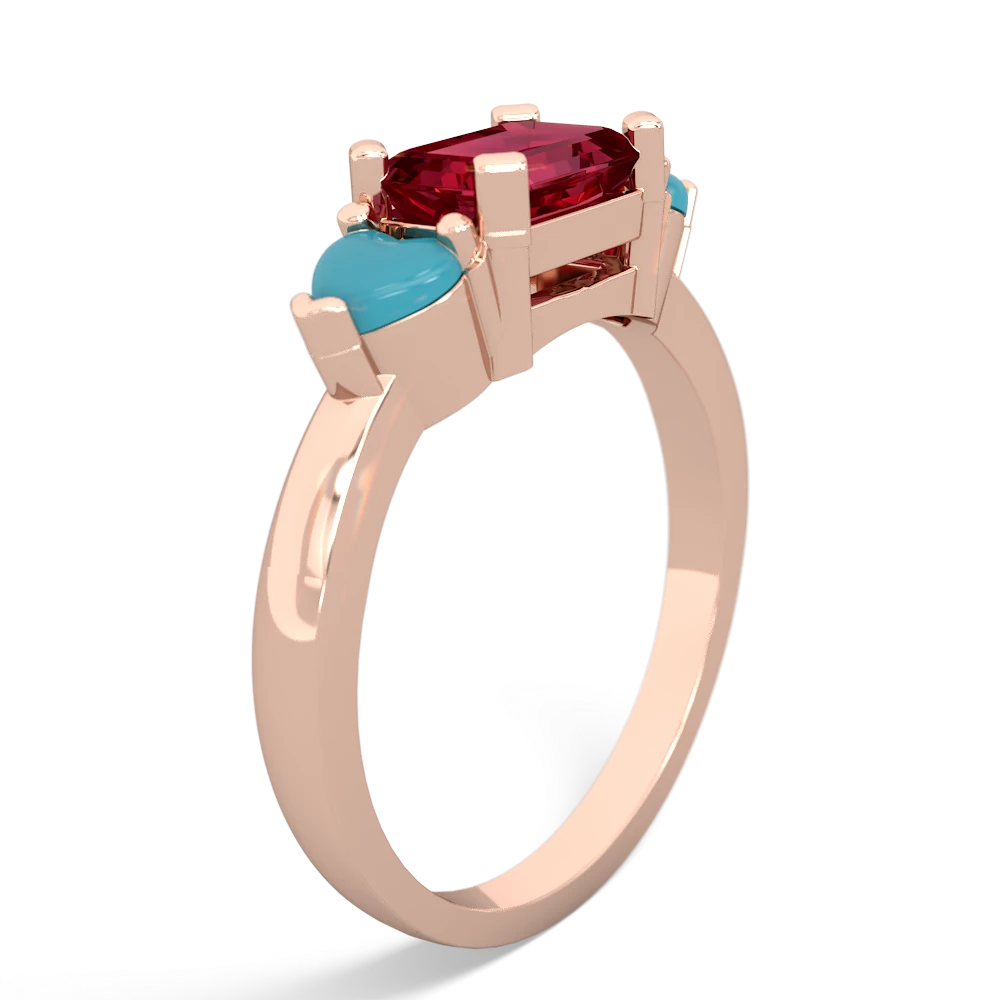 Lab Ruby Three Stone 14K Rose Gold ring R5235