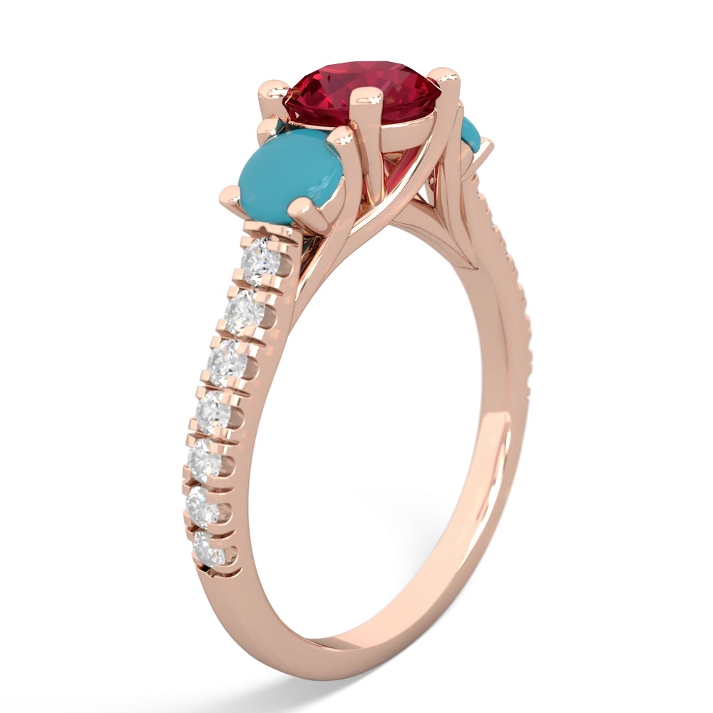 Lab Ruby Pave Trellis 14K Rose Gold ring R5500