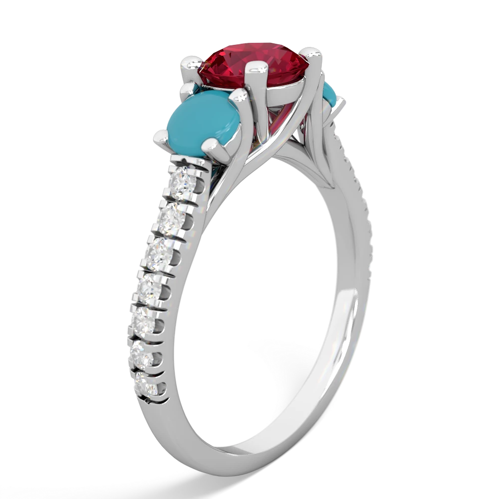 Lab Ruby Pave Trellis 14K White Gold ring R5500