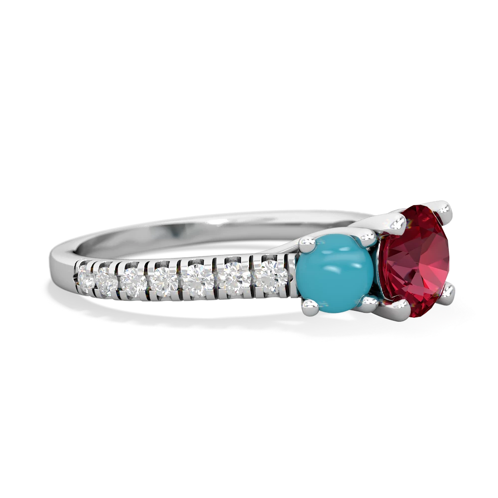 Lab Ruby Pave Trellis 14K White Gold ring R5500