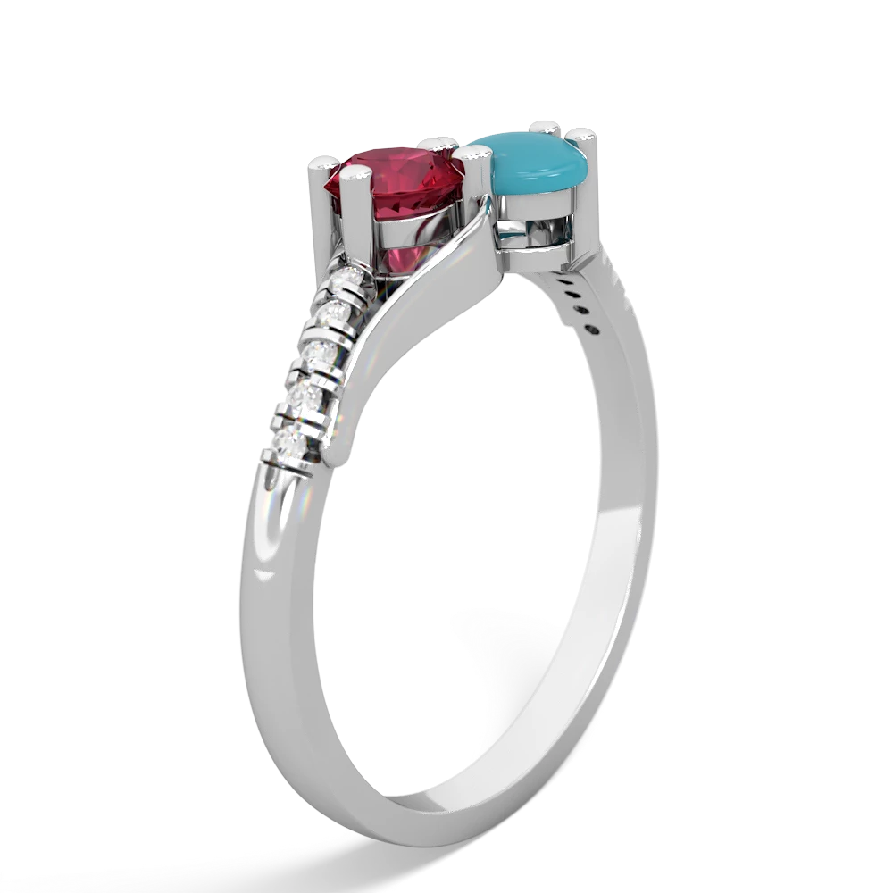 Lab Ruby Infinity Pave Two Stone 14K White Gold ring R5285