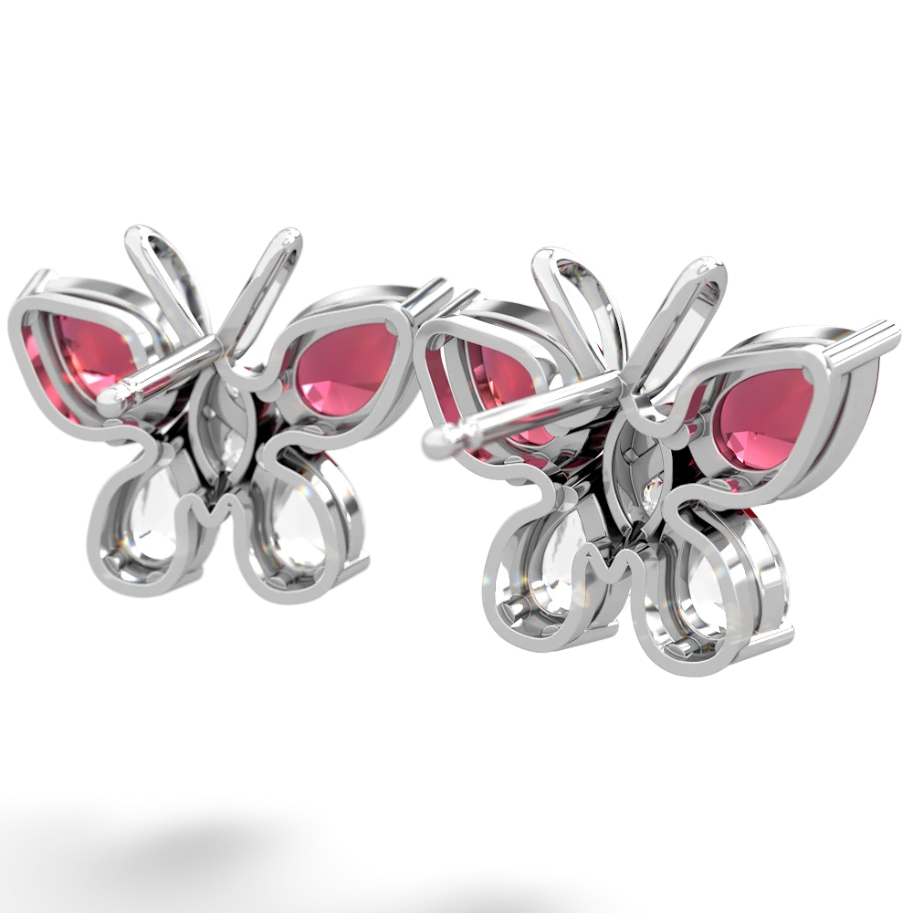 Lab Ruby Butterfly 14K White Gold earrings E2215