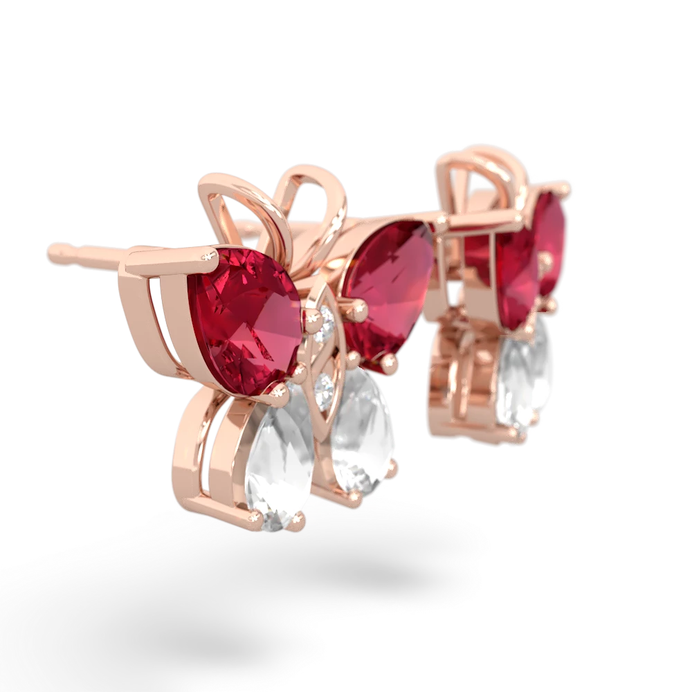 Lab Ruby Butterfly 14K Rose Gold earrings E2215