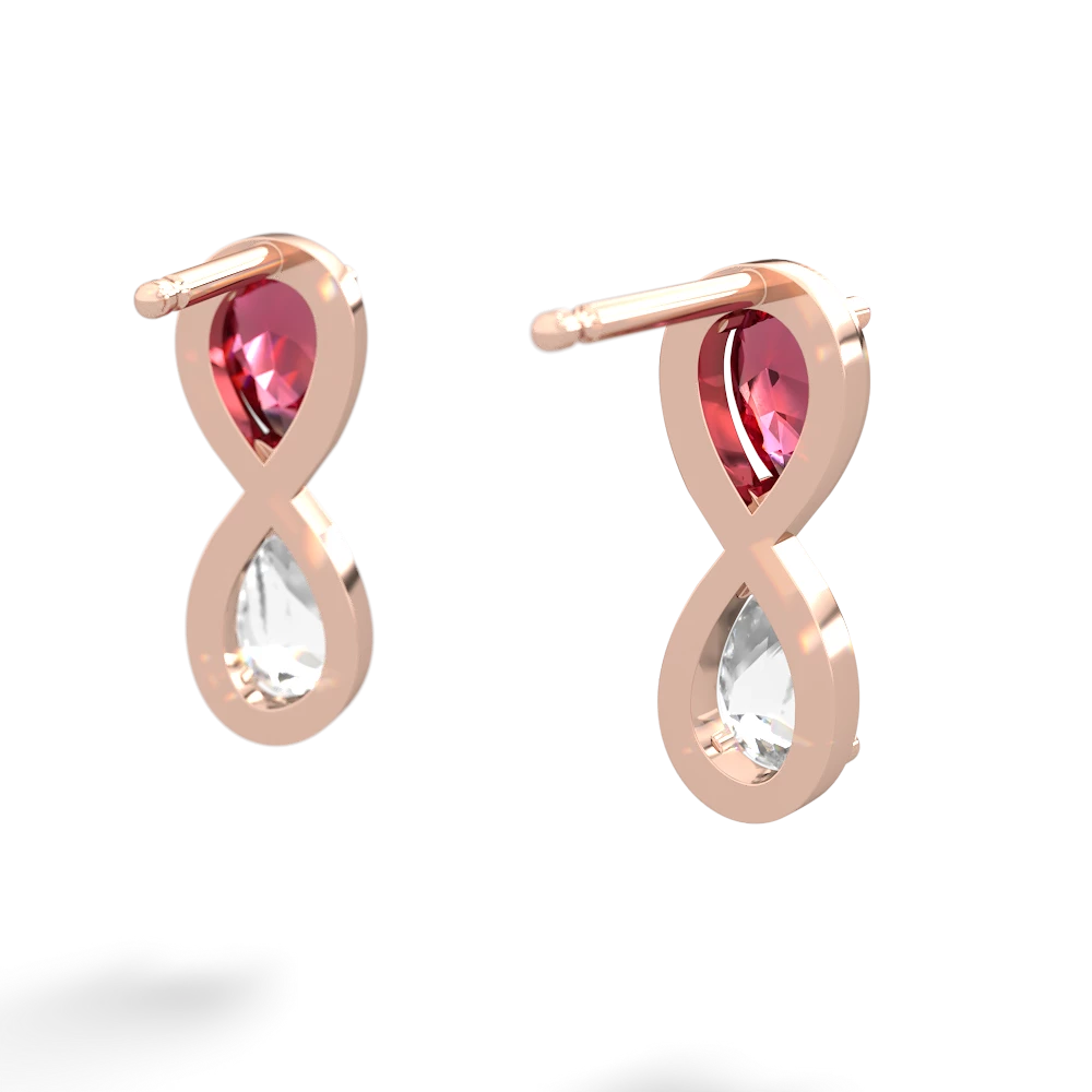 Lab Ruby Infinity 14K Rose Gold earrings E5050