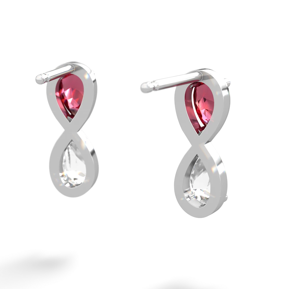 Lab Ruby Infinity 14K White Gold earrings E5050