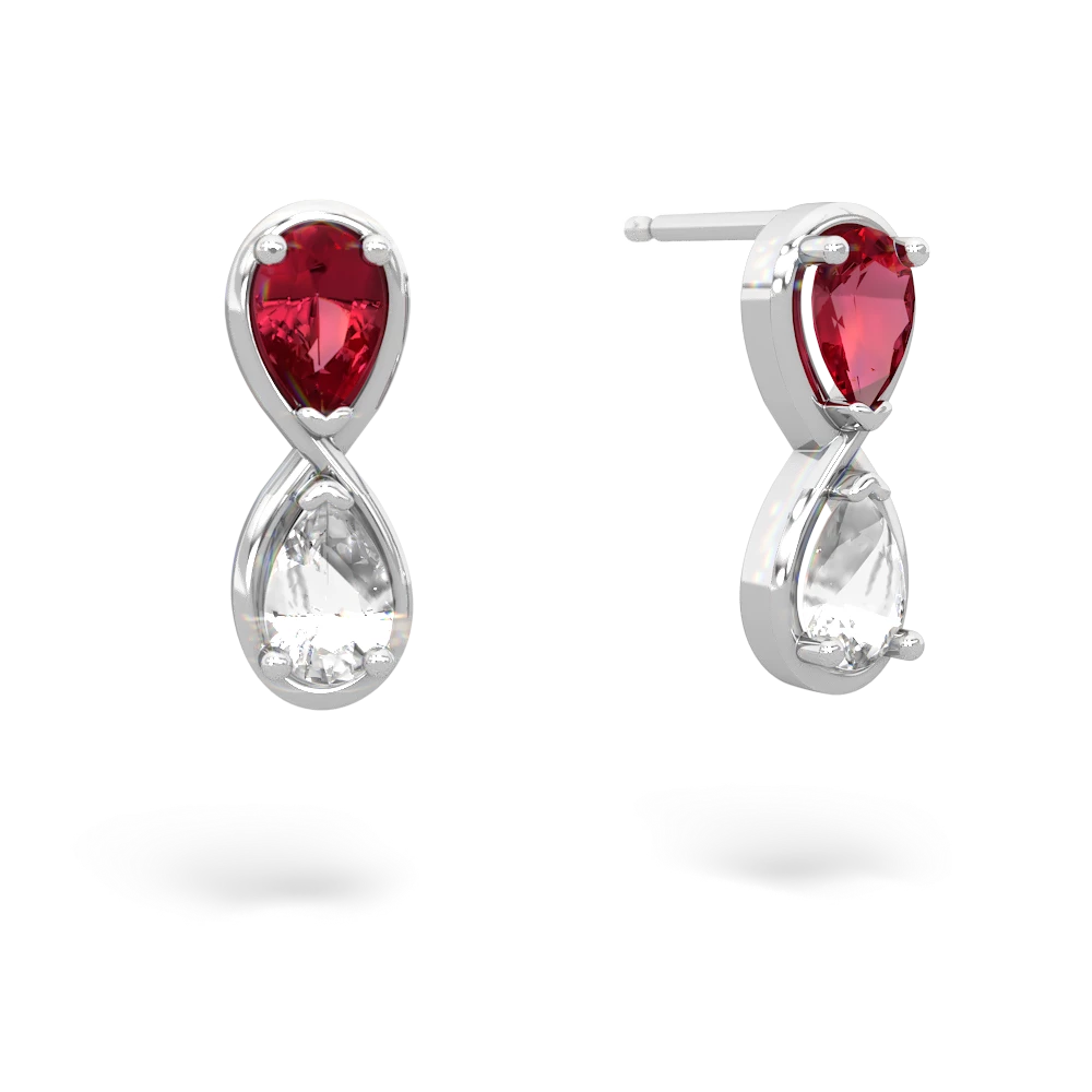 Lab Ruby Infinity 14K White Gold earrings E5050