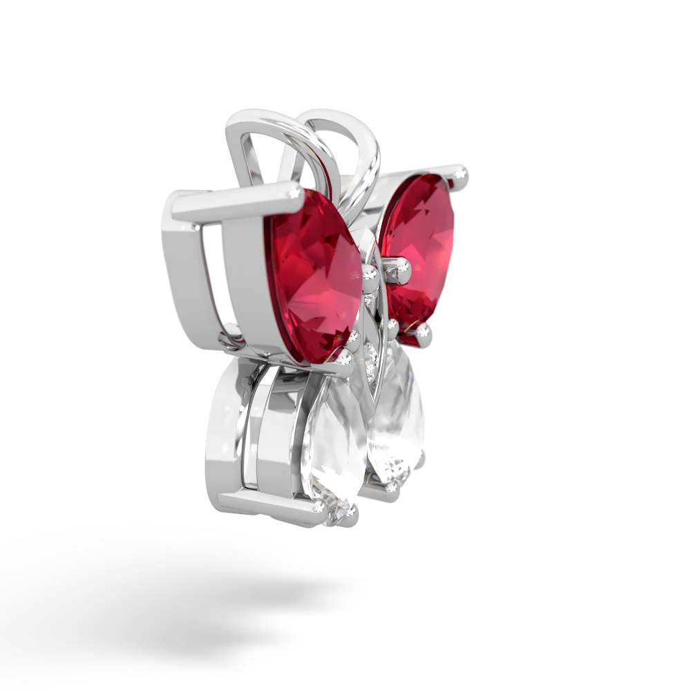 Lab Ruby Butterfly 14K White Gold pendant P2215