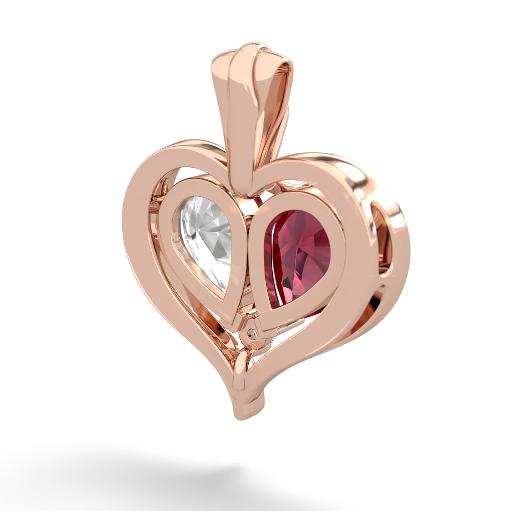 Lab Ruby Two Become One 14K Rose Gold pendant P5330