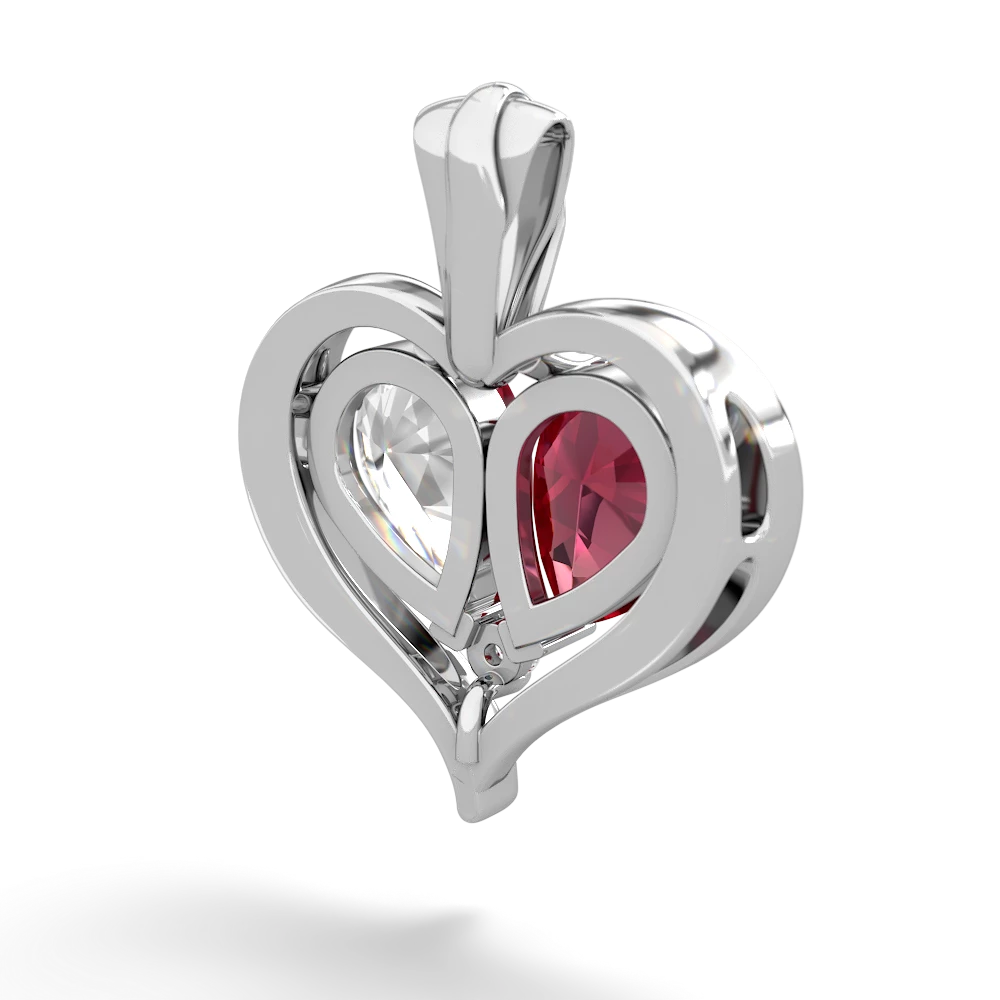 Lab Ruby Two Become One 14K White Gold pendant P5330