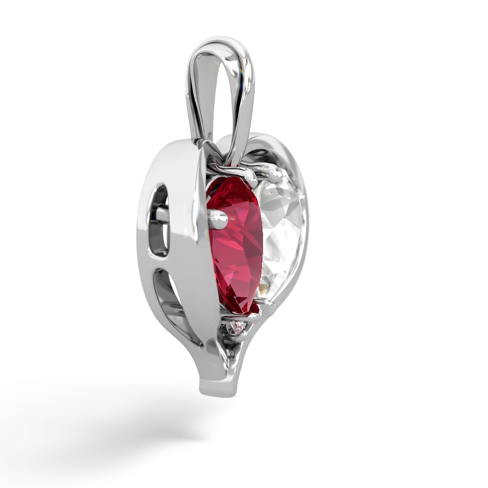 Lab Ruby Two Become One 14K White Gold pendant P5330